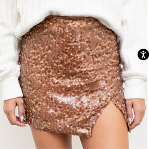 Astr the Label Womens Sequin Mini Skirt XS Nude Neutral Party Date Night New